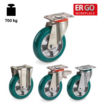 TR-62ER-P-PT-Ruedas con soportes para cargas pesadas y soportes con cojinetes endurecido